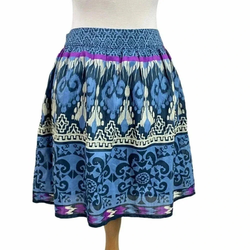 Criss Cross S‎ blue Boho print circle skirt